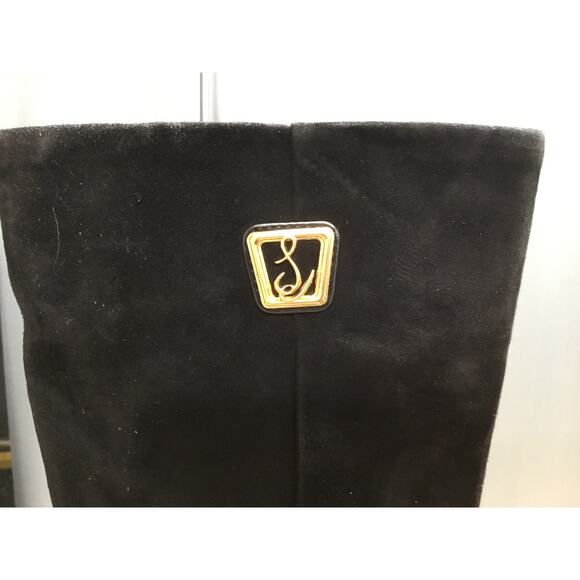 Sam Edelman Faren Women US 6 Black Leather Square Toe Knee High Block Heel Boots - Picture 7 of 10